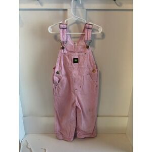 John Deere Pink Stripe Overalls Toddler Kids Pink Chambray Bib Pants